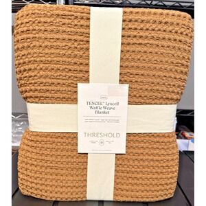 Threshold King 100% TENCEL Lyocell Carmel Color Waffle Bed Blanket- Brand‎ New